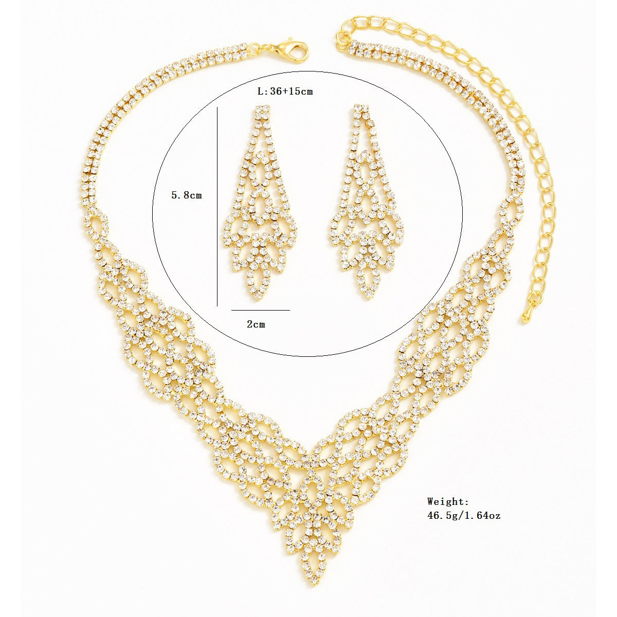 Silver Crystal Stone Gold And Silver Color Necklace Suit