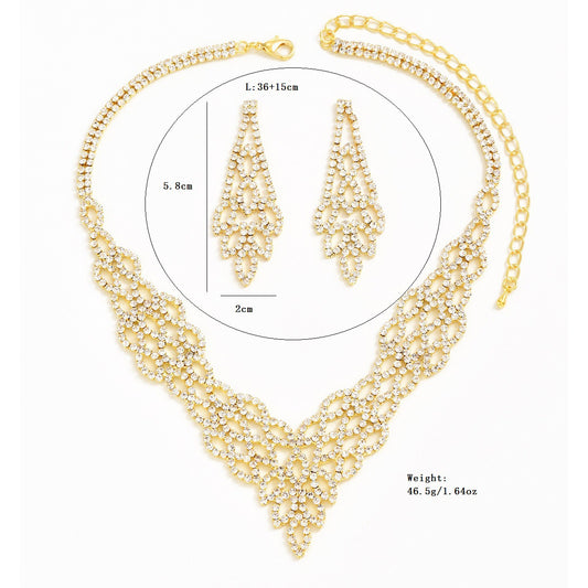 Silver Crystal Stone Gold And Silver Color Necklace Suit