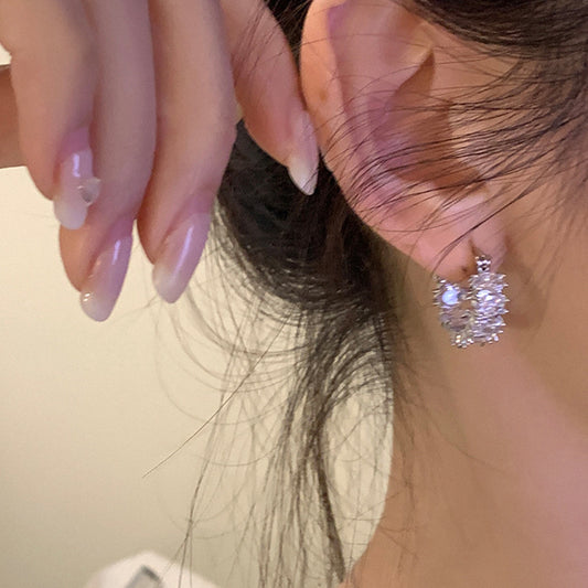 Light Luxury High-grade Full Diamond Zirconium Ear Ring Niche Design