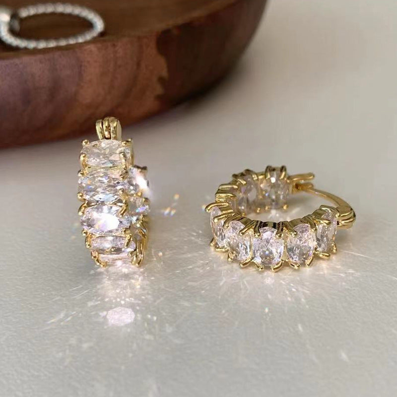 Light Luxury High-grade Full Diamond Zirconium Ear Ring Niche Design