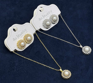 A# Classic Pearl Pendant Jewelry Set