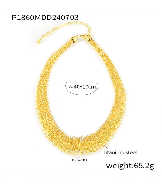 Trendy Collar Exaggerated Personalized Design Titanium Steel 18K Gold Plating