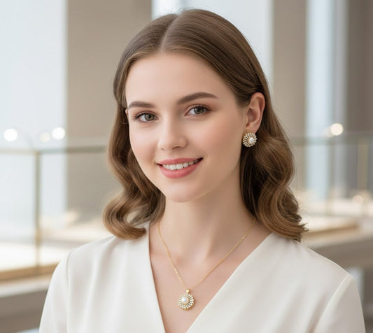 A# Classic Pearl Pendant Jewelry Set