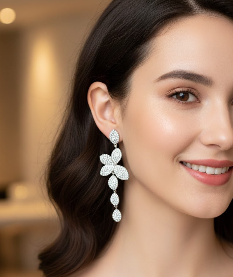 B# Crystal Bloom Drop Earrings