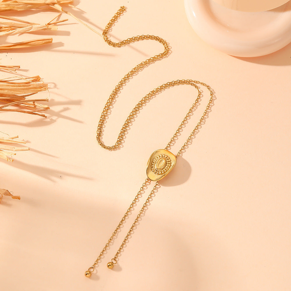 Pull Sweater Chain Titanium Steel Hat Steel Ball Tassel Pull Necklace Ornament