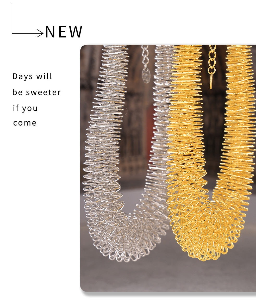 Trendy Collar Exaggerated Personalized Design Titanium Steel 18K Gold Plating