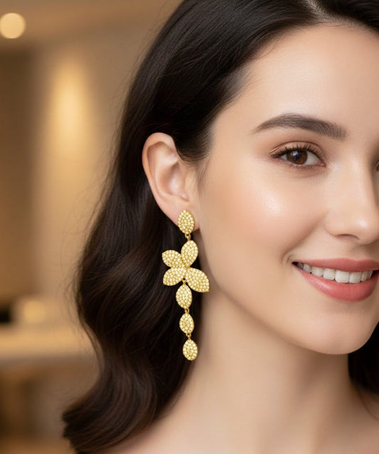 B# Crystal Bloom Drop Earrings