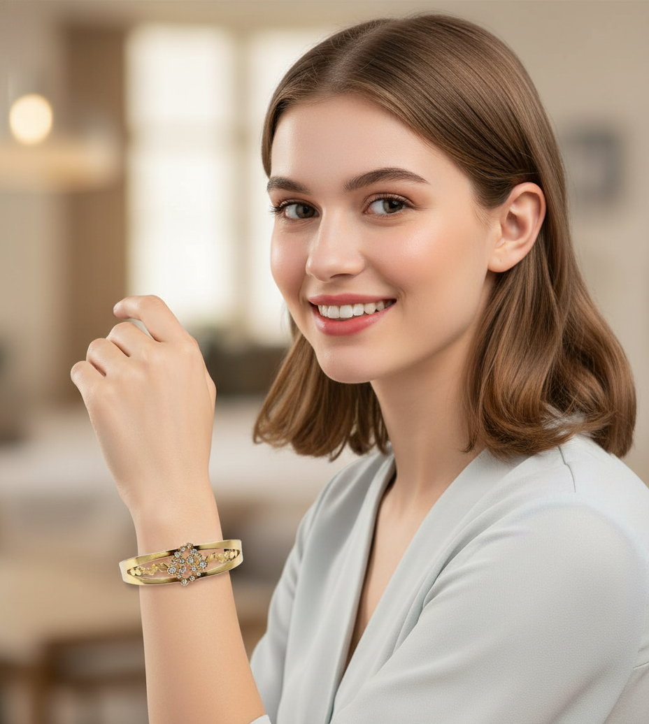 B# Crystal Bloom Gold Bangle